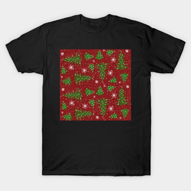 Trees and Snowflakes T-Shirt by MamaODea